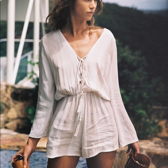 FAITHFULL THE BRAND Positana Playsuit in Romero Stripe Print - Picture 2 of 12